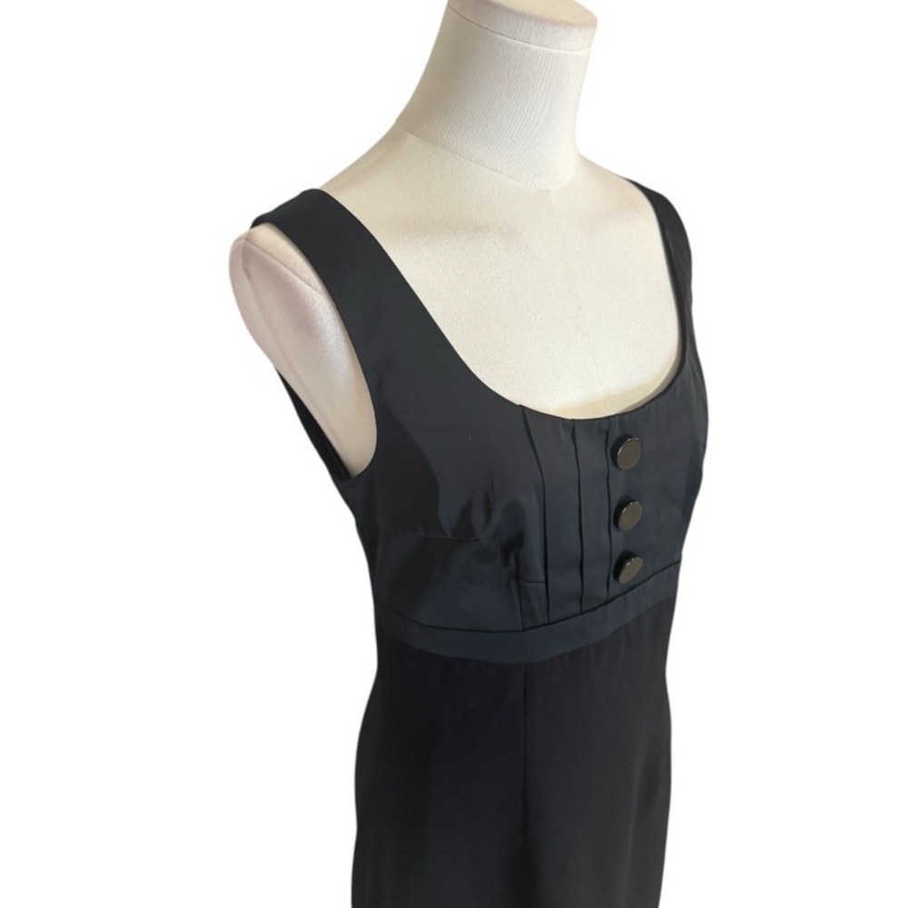 H&M Black Sleeveless Sheath Dress Buttons Vintage‎ Vibes Size 8 Work Party Event